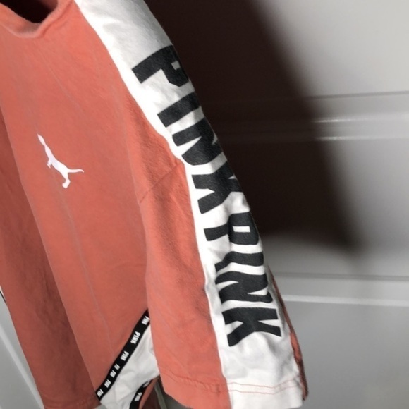 PINK by VICTORIA SECRET | PINK Logo Side Stripe Tee Shirt - Size Small - Picture 5 of 7